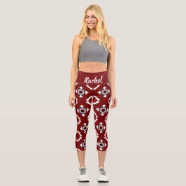 Leggings Capri Caperos de alto deseo del patrón rojo blanco