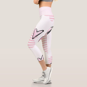 Leggings Capri Capri de cintura alta corazones rosados