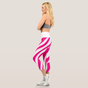 Leggings Capri Capri de cintura alta leopardo rosa intenso