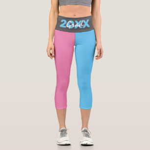 Leggings Capri Capri de graduación moderna rosa, azul y gris