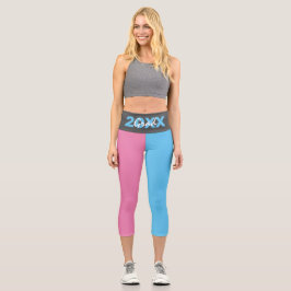 Leggings Capri Capri de graduación moderna rosa, azul y gris