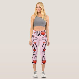 Leggings Capri Capri de Heart Vine High Waisted