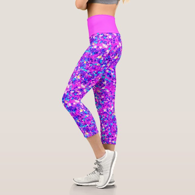 Leggings Capri Capri Leggings, estrella de la fuchsia irlandesa,  (Izquierda)