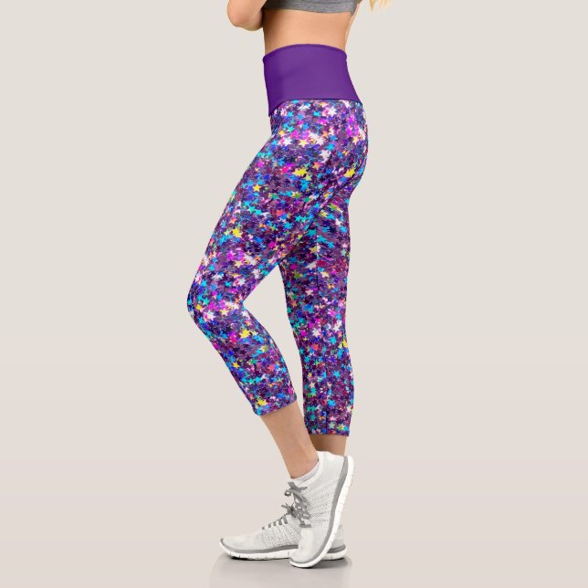 Leggings Capri Capri Leggings, Purpurina irlandés de estrella púr (Izquierda)