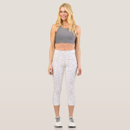 Leggings Capri Capris abstractos de cintura alta Chic White