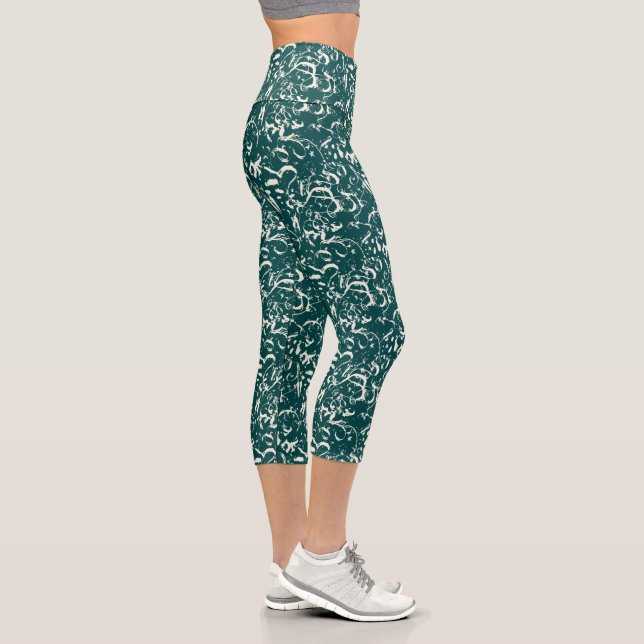 Leggings Capri Capris abstractos verdes para cualquier ocasión (Derecha)