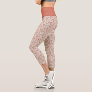 Leggings Capri Capris ahumados de color marrón con estampado de p