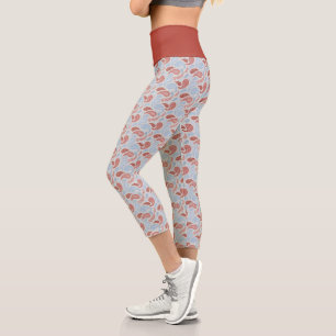 Leggings Capri Capris ahumados rojos y azules con estampado de pa