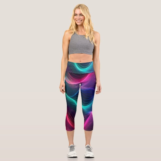 Leggings Capri Capris Aurora Wave de cintura alta (Anverso)