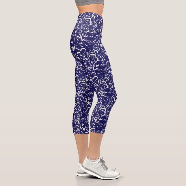 Leggings Capri Capris azules marinos abstractos (Derecha)
