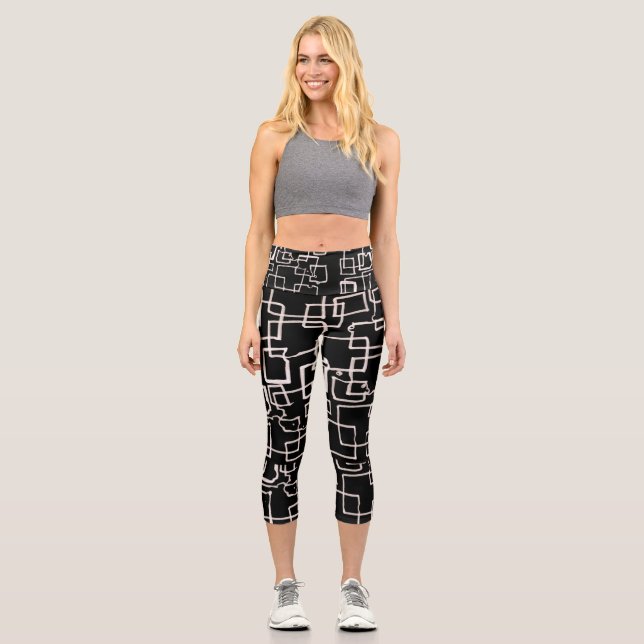 Leggings Capri Capris blanco y negro de alto deseo (Anverso)
