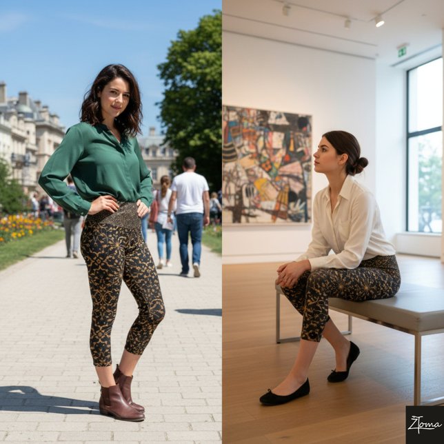 Leggings Capri Capris Chic Gold y Black (Subido por el creador)