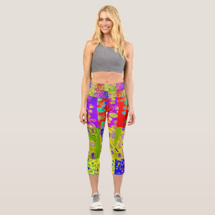 Leggings Capri Capris colorido de alto guiño
