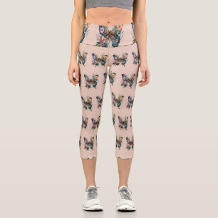 Leggings Capri Capris con fondo mariposa