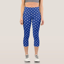 Leggings Capri Capris con puntos de polka azul