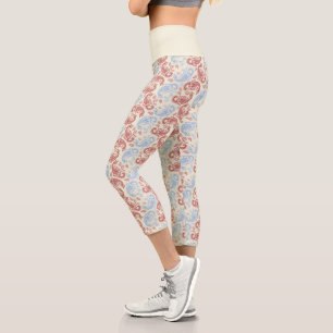 Leggings Capri Capris Cremas de Cintura Alta con Estampado de Pai