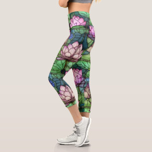Leggings Capri Capris De Alta Desalideñación De Vidrio Manchado