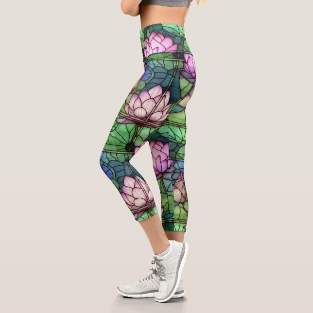 Leggings Capri Capris De Alta Desalideñación De Vidrio Manchado (Izquierda)