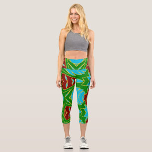 Leggings Capri Capris De Alta Descendencia, Un Ca De Diseño Multi