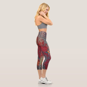 Leggings Capri Capris De Alta Desobediencia, Placas Rojas Del Pas
