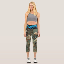 Leggings Capri Capris de alta potencia diseñada con flores