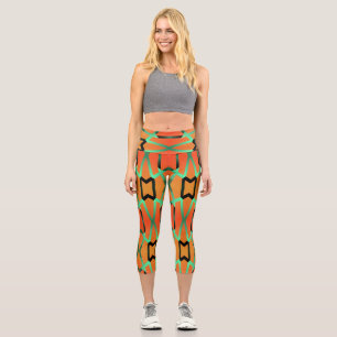 Leggings Capri Capris de alta potencia, trama de tela multicolor
