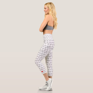 Leggings Capri Capris de alto deseo - Corazón rojo gris del coraz