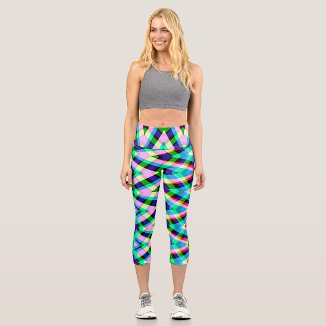 Leggings Capri Capris de alto deseo, diseño elegante de zigzag (Anverso)