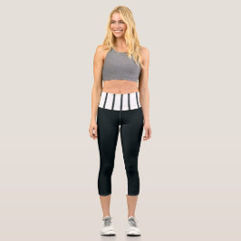Leggings Capri Capris de alto deseo negro y blanco