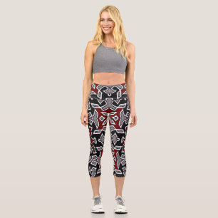 Leggings Capri Capris de alto guiño, patrón de tela multicolor
