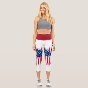 Leggings Capri Capris de alto nivel de la bandera de los Estados 