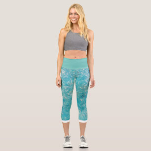 Leggings Capri Capris de altura alta y verde de tortuga marina