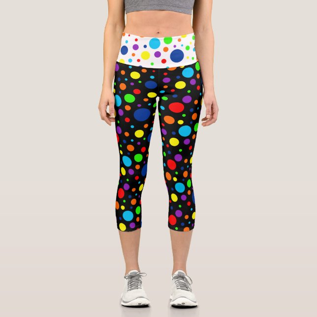 Leggings Capri Capris de Black Rainbow Spots (Anverso)