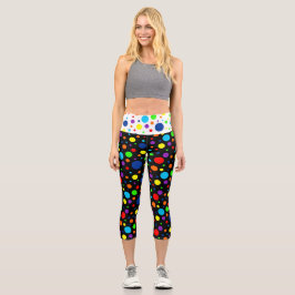 Leggings Capri Capris de Black Rainbow Spots