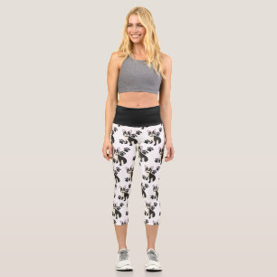 Leggings Capri Capris de Boston Terrier en Blanco y Negro