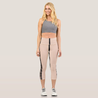 Leggings Capri Capris de cintura alta color piel