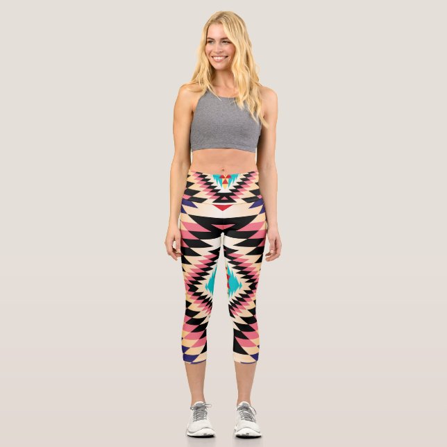Leggings Capri Capris de cintura alta de diseño Navajo-7 (Anverso)