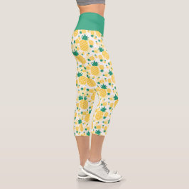 Leggings Capri Capris de cintura alta de piña tropical