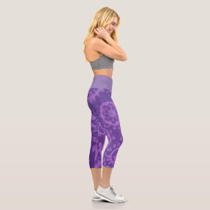 Leggings Capri Capris de cintura alta MEDIANA color púrpura brill