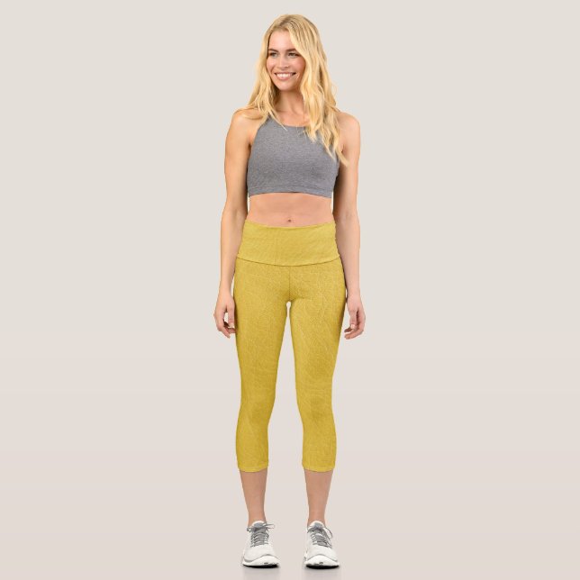 Leggings Capri Capris de cuero amarillo (similar) (Anverso)