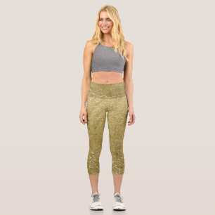 Leggings Capri Capris de hojas de oro