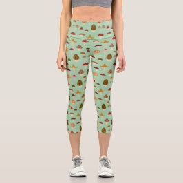 Leggings Capri Capris de hongos otoñales