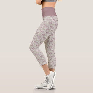 Leggings Capri Capris de lunares gris-redwood de cintura alta