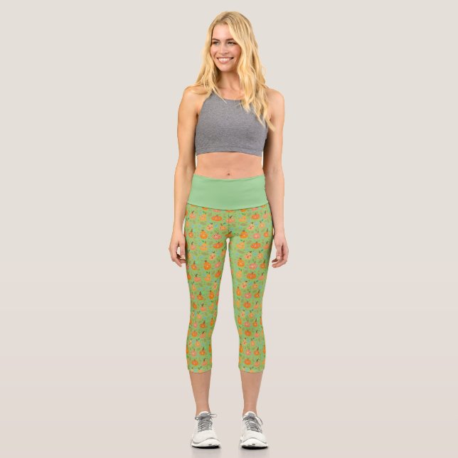 Leggings Capri Capris de parche de calabaza (Anverso)