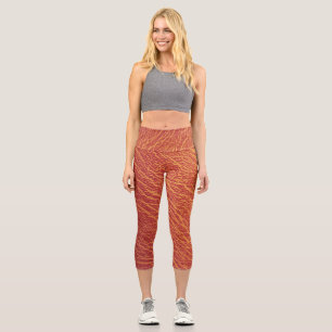 Leggings Capri Capris de patrón de cuero rojo roto
