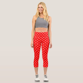 Leggings Capri Capris de puntos de polka rojo