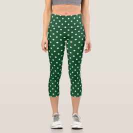 Leggings Capri Capris de puntos de polka verde