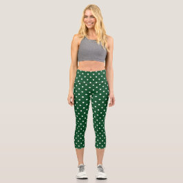 Leggings Capri Capris de puntos de polka verde