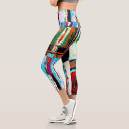 Leggings Capri Capris de Yoga de Cintura Alta – Reflejo Abstracto