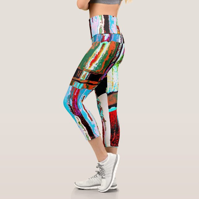 Leggings Capri Capris de Yoga de Cintura Alta – Reflejo Abstracto (Izquierda)